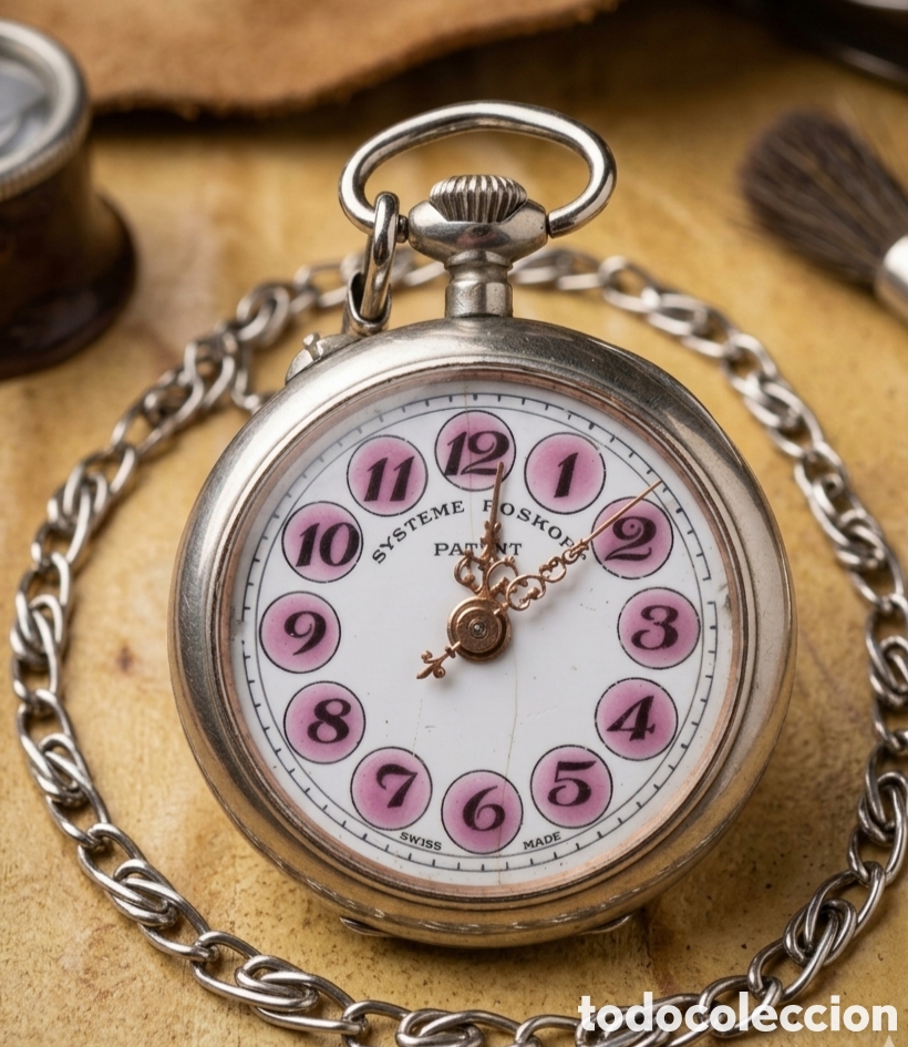 Relojes de bolsillo: Reloj de Bolsillo SYSTEME ROSKOPF PATENT - Esfera Cartuchos Rosas - &iexcl;Funcionando Perfectamente!