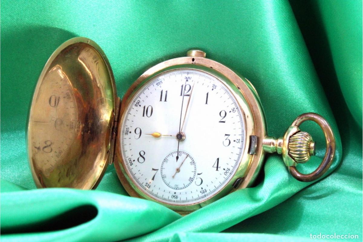 Pocket watches: 117 gramos - Reloj de bolsillo, en oro de 18 quilates - Cron&oacute;grafo Perfecci&oacute;n