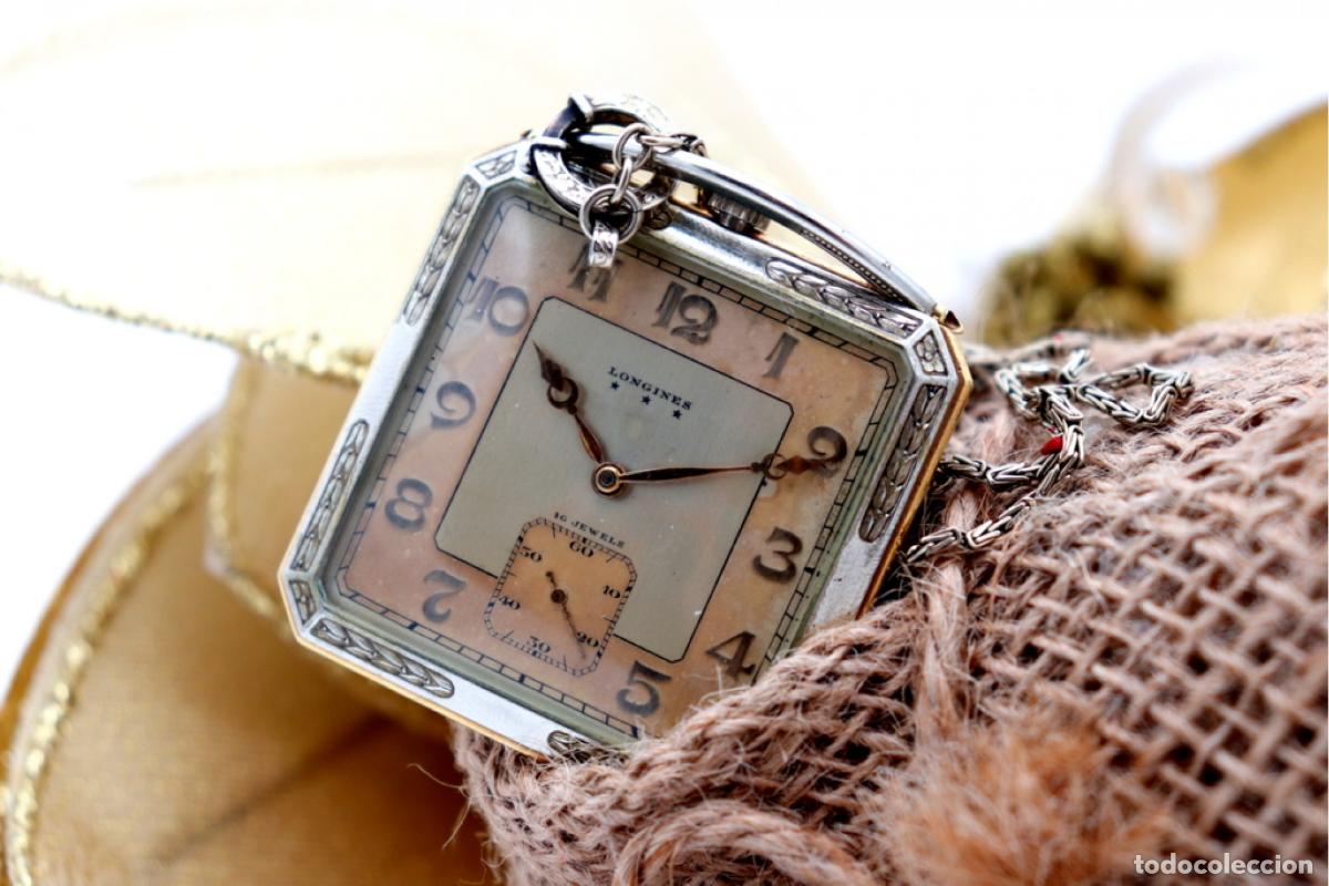 Pocket watches: 72 gramos - Reloj de bolsillo, en oro bicolor de 18 quilates - Longines