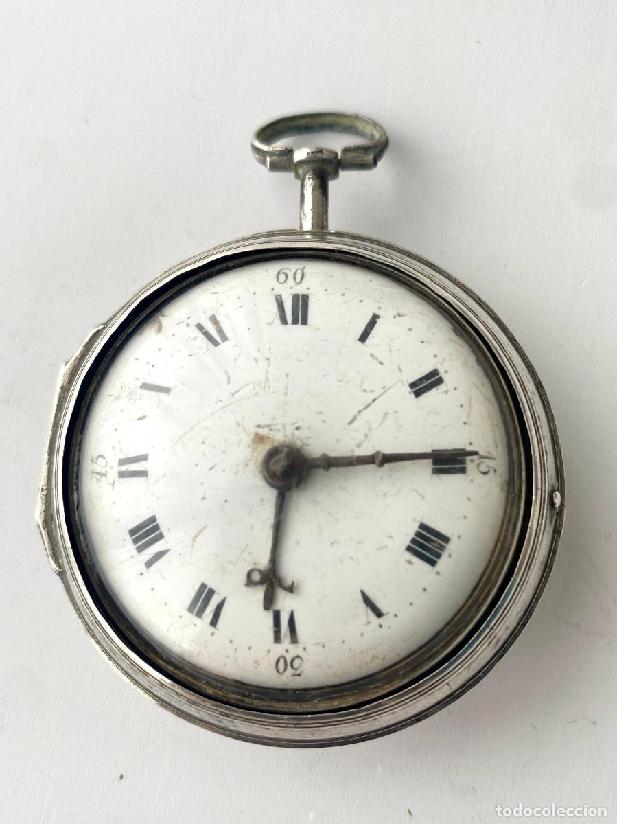 Taschenuhren: Reloj de bolsillo Tipo &rdquo;Catalino&rdquo; . Relojero T.Stroud , Caja plata London 1792 .