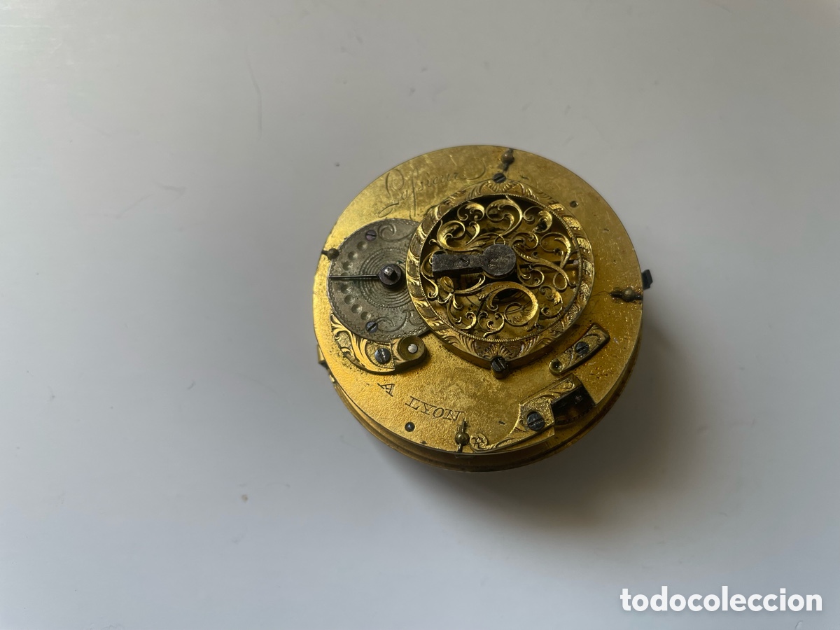 Relojes de bolsillo: Maquinaria Reloj Bolsillo Escape Catalina Fusee S.XVIII Firmada &agrave; Lyon Para Restaurar