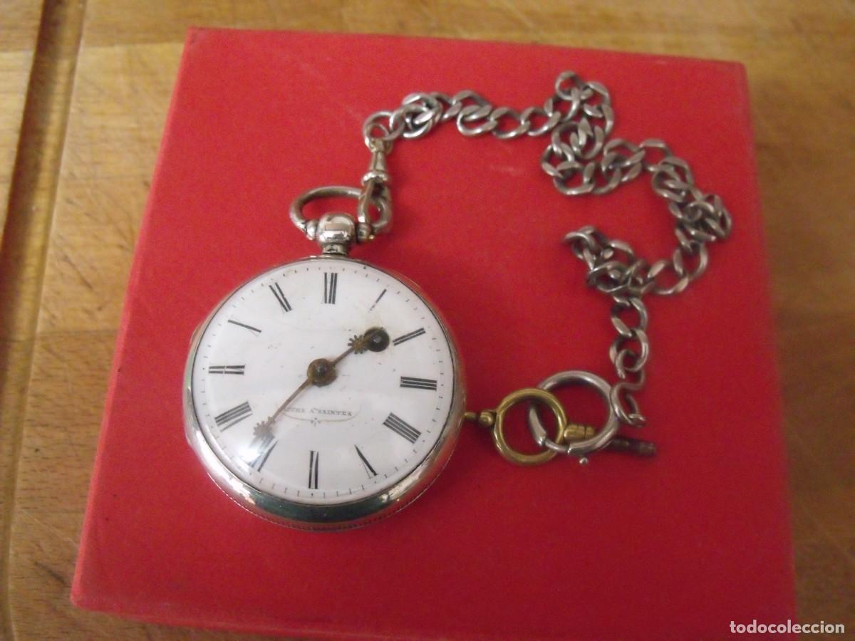 Relojes de bolsillo: ANTIQUISIMO RELOJ BOLSILLO CATALINO-PLATA-A&Ntilde;O 1820/40-LEONTINA PLATA-LOTE 259-95-FUNCIONA