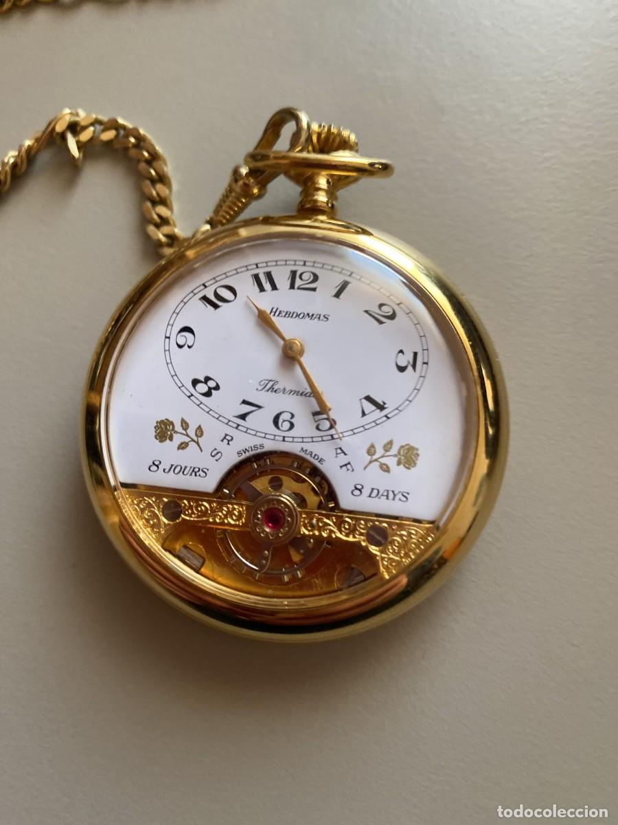 Relojes de bolsillo: reloj ba&ntilde;ado en oro 1970 hebdomax de bolsillo