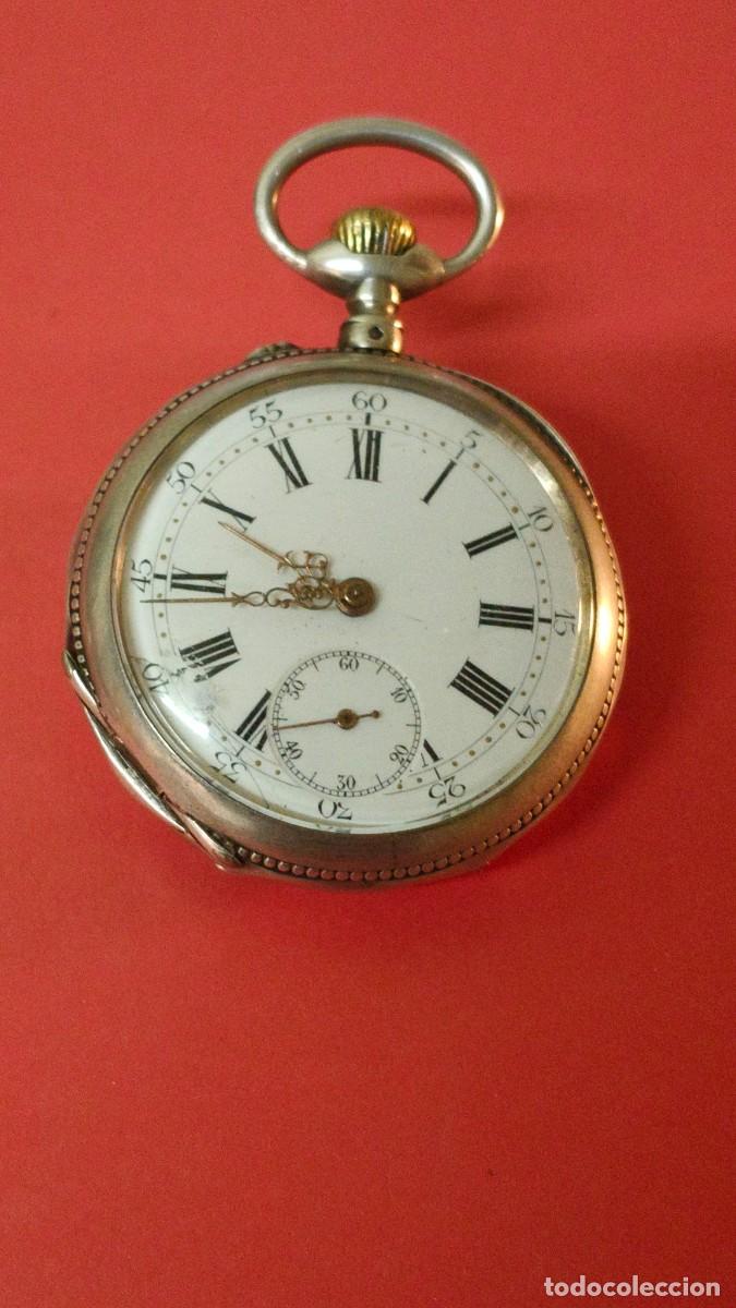 Relojes de bolsillo: Montre homme &agrave; gousset argent massif 50 mm r&eacute;viser fonctionne parfaitement verre neuf grav&eacute;e or