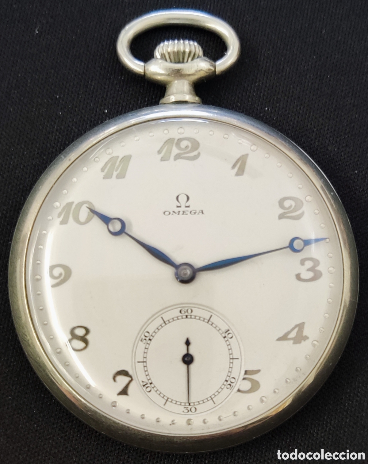 Relojes de bolsillo: Omega. Reloj de bolsillo. Perfecto estado. Funcionando. Metal plateado. Vintage.