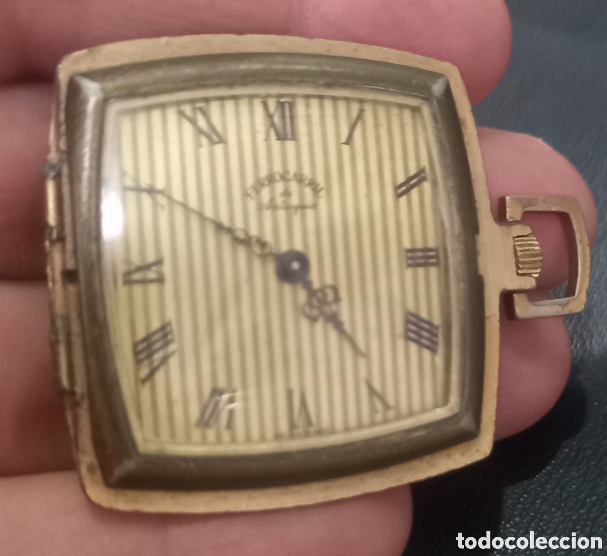 Relojes de bolsillo: RELOJ ANTIGUO SISTEMA CUERDA DE BOLSILLO CHAPADO ORO DE COLECCION NO COMUN UNICO DIFICIL