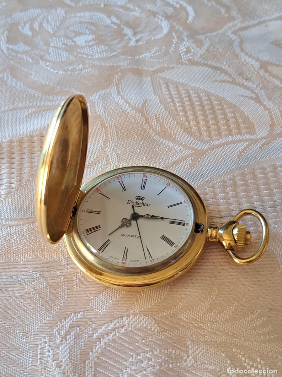 Montres de poche: Reloj de bolsillo Richelieu Swiss Quartz, en dorado. funciona a pila