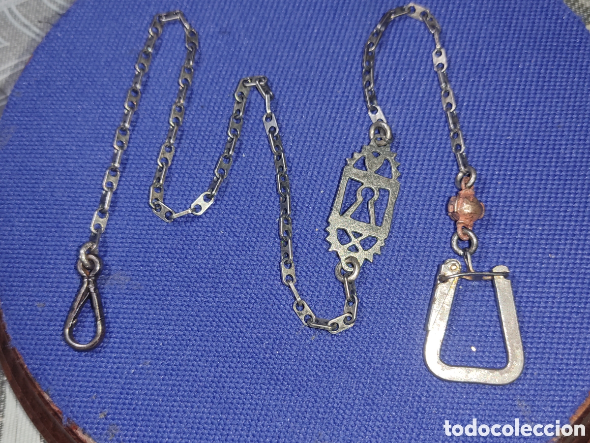 Relojes de bolsillo: Antigua leontina de eslab&oacute;n tipo calabrote cerrado.Principios siglo XX.