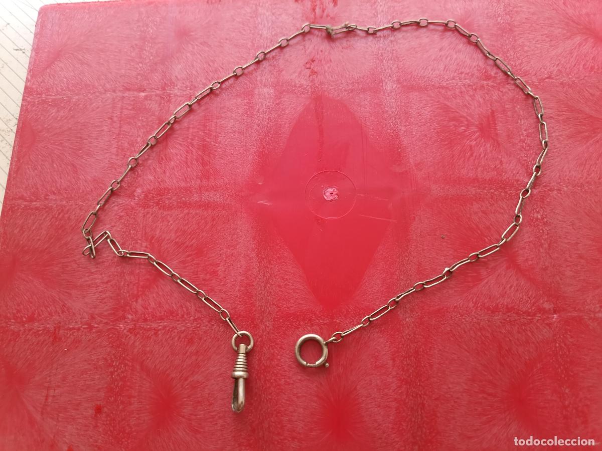 Relojes de bolsillo: Leontina antigua de plata para reloj de bolsillo