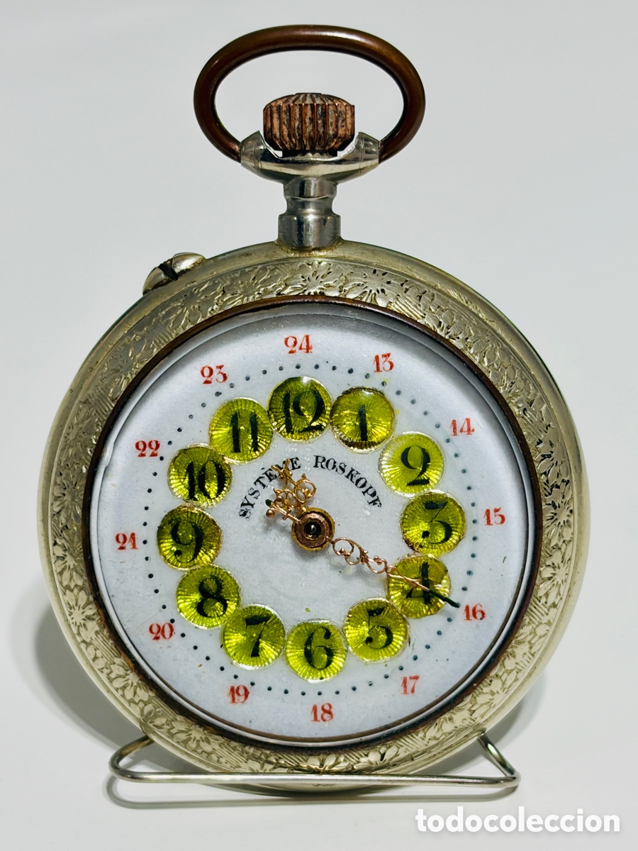 Relojes de bolsillo: Antiguo reloj de bolsillo Syst&egrave;me Roskopf funcionando &ndash; finales siglo XIX