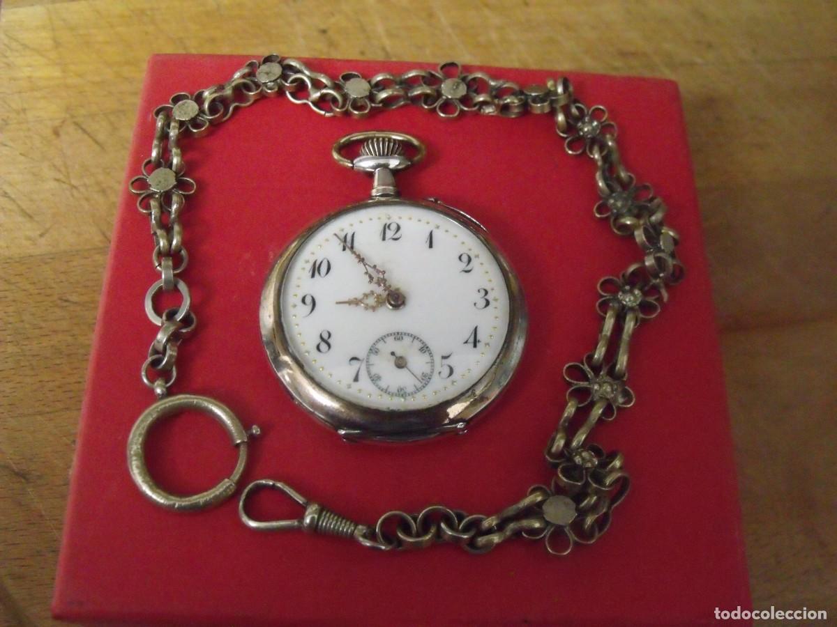 Relojes de bolsillo: PRECIOSO RELOJ BOLSILLO-PLATA 800-A&Ntilde;O 1900-LEONTINA ART-DECO EPOCA-LOTE 259-96-FUNCIONA