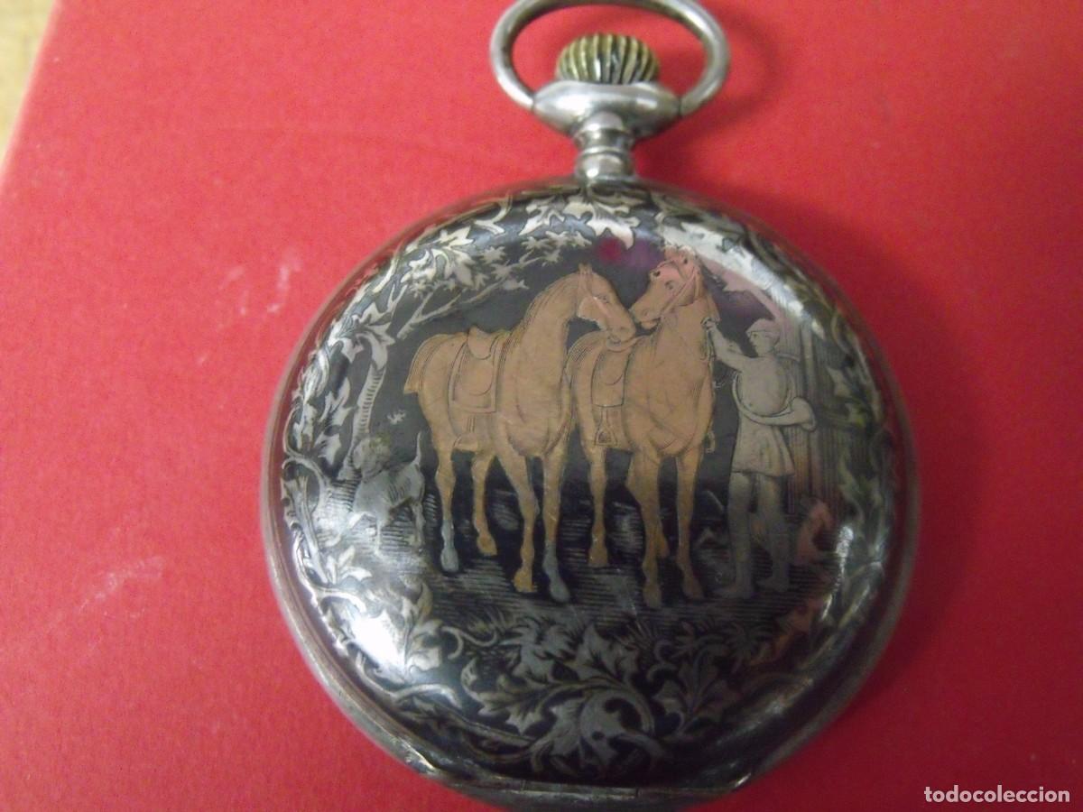 Relojes de bolsillo: PRECIOSO RELOJ BOLSILLO SAVONETA-PLATA NIELLO Y ORO-a&ntilde;o 1910-Lote 259-96