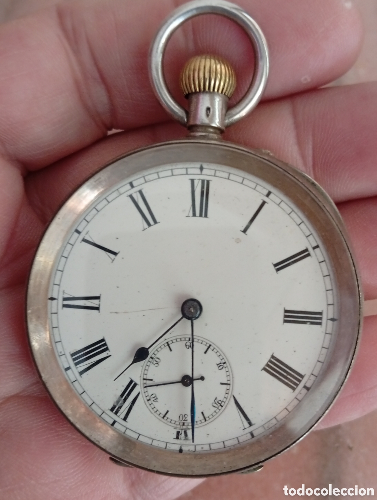 Relojes de bolsillo: Reloj antiguo de plata tres tapas funciona