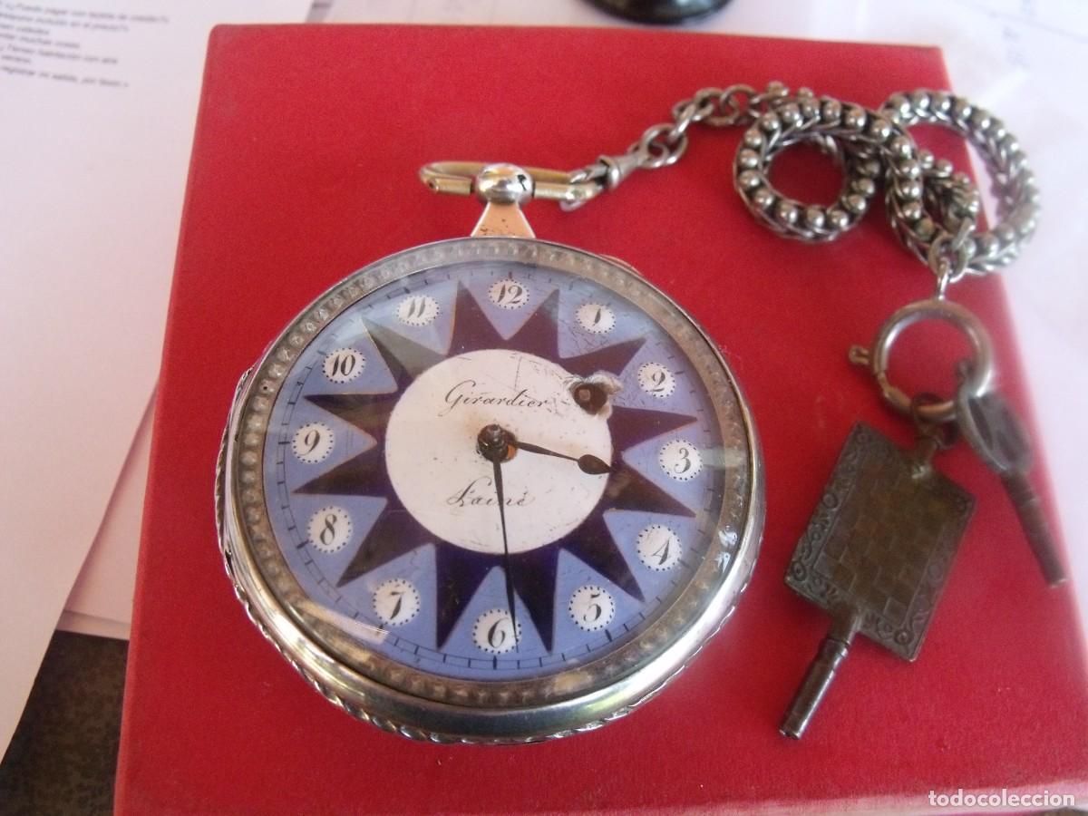 Relojes de bolsillo: PRECIOSO RELOJ BOLSILLO COLECCIONISTA PLATA-GIRARDIER L'AINE-A&Ntilde;O 1780/90-LOTE 259-96-FUNCIONA