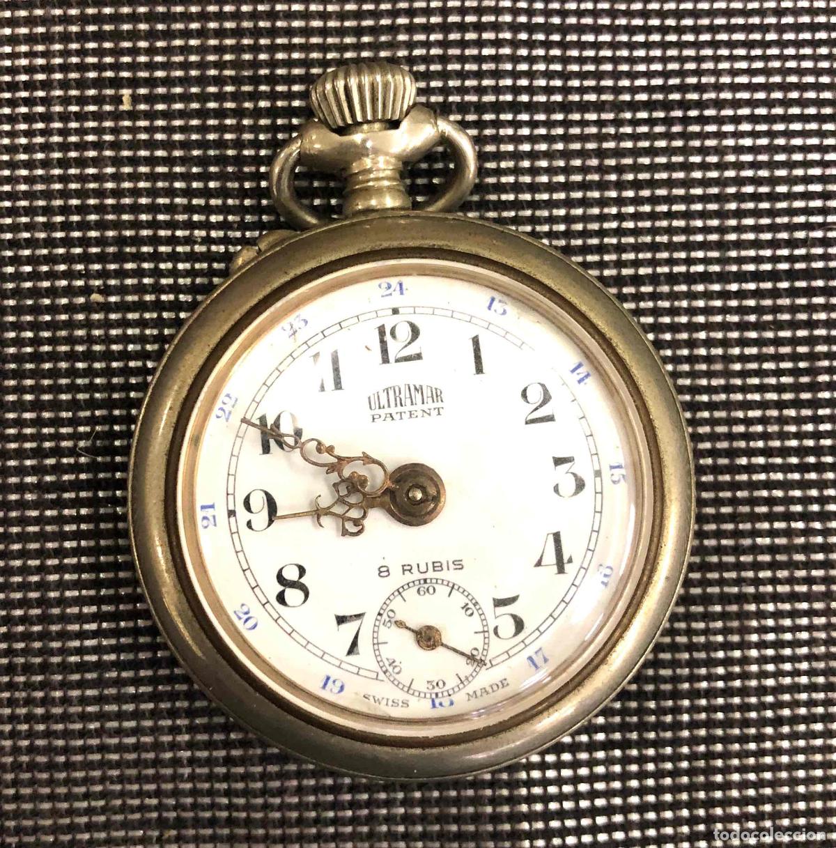 Relojes de bolsillo: RELOJ DE BOLSILLO ULTRAMAR 8 RUBIS SWISS MADE. FUNCIONA