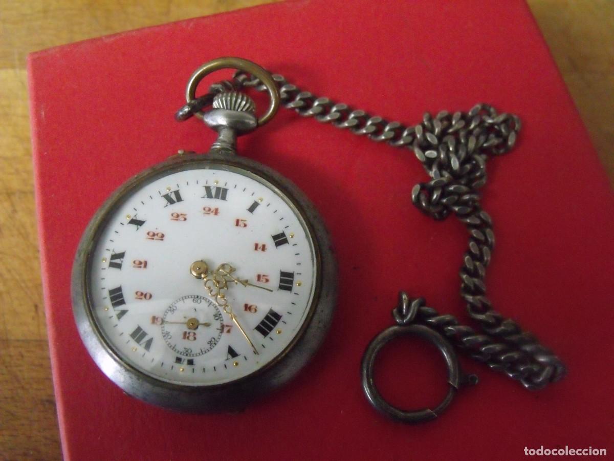 Relojes de bolsillo: ANTIGUO RELOJ BOLSILLO ACERO NEGRO- A&Ntilde;O 1910-LOTE 259-96-FUNCIONA-LEONTINA EPOCA