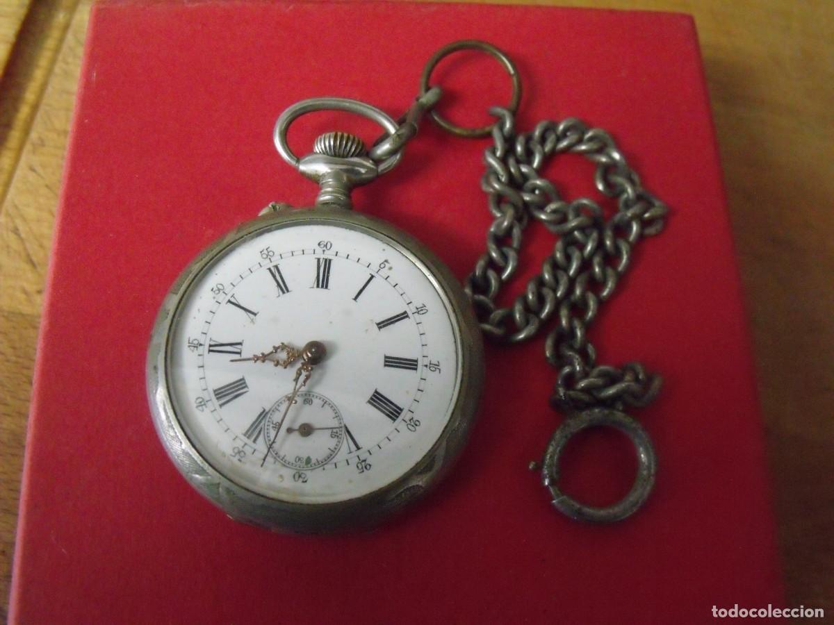 Relojes de bolsillo: antiguo reloj BOLSILLO EN ARGENTAN-A&Ntilde;O1900- LEONTINA EPOCA-LOTE 259-96-FUNCIONA