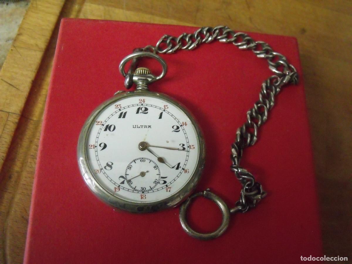 Pocket watches: antiguo reloj BOLSILLO-ULTRA- EN PLATA PUNZONADA-A&Ntilde;O 1900-LOTE 259-96-LEONTINA EPOCA-FUNCIONA
