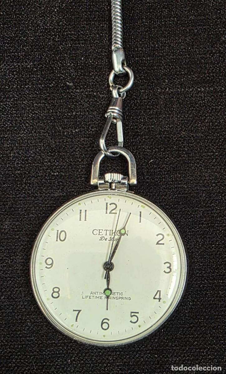 Pocket watches: Reloj de Bolsillo Cetikon De Luxe Antimagnetic con Cadena de 42 cm &ndash; Estilo Cl&aacute;sico Vintage