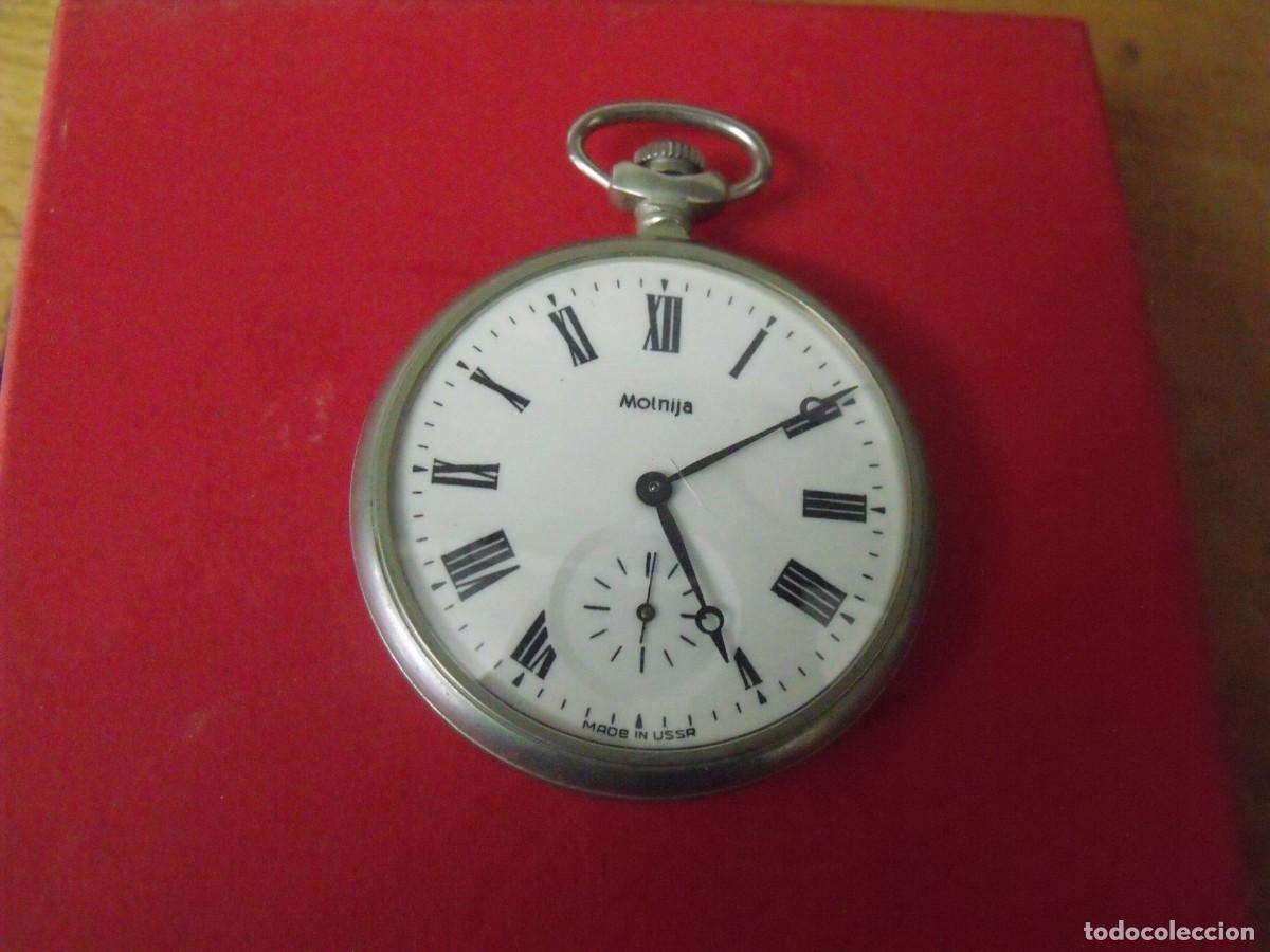 Pocket watches: ANTIGUO RELOJ BOLSILLO CROMO-MOLNIJA URSS de la Guerra Fria-a&ntilde;os 60--lote 259-96-FUNCIONA