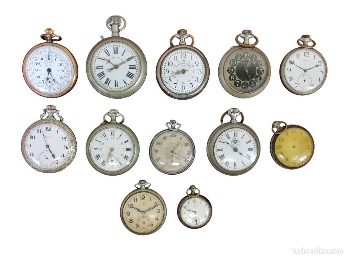 Relojes de bolsillo: GRAN LOTE DE RELOJES DE BOLSILLO Y CRON&Oacute;GRAFO. VARIAS MARCAS. METAL Y PLATA. SIGLOS XIX-XX