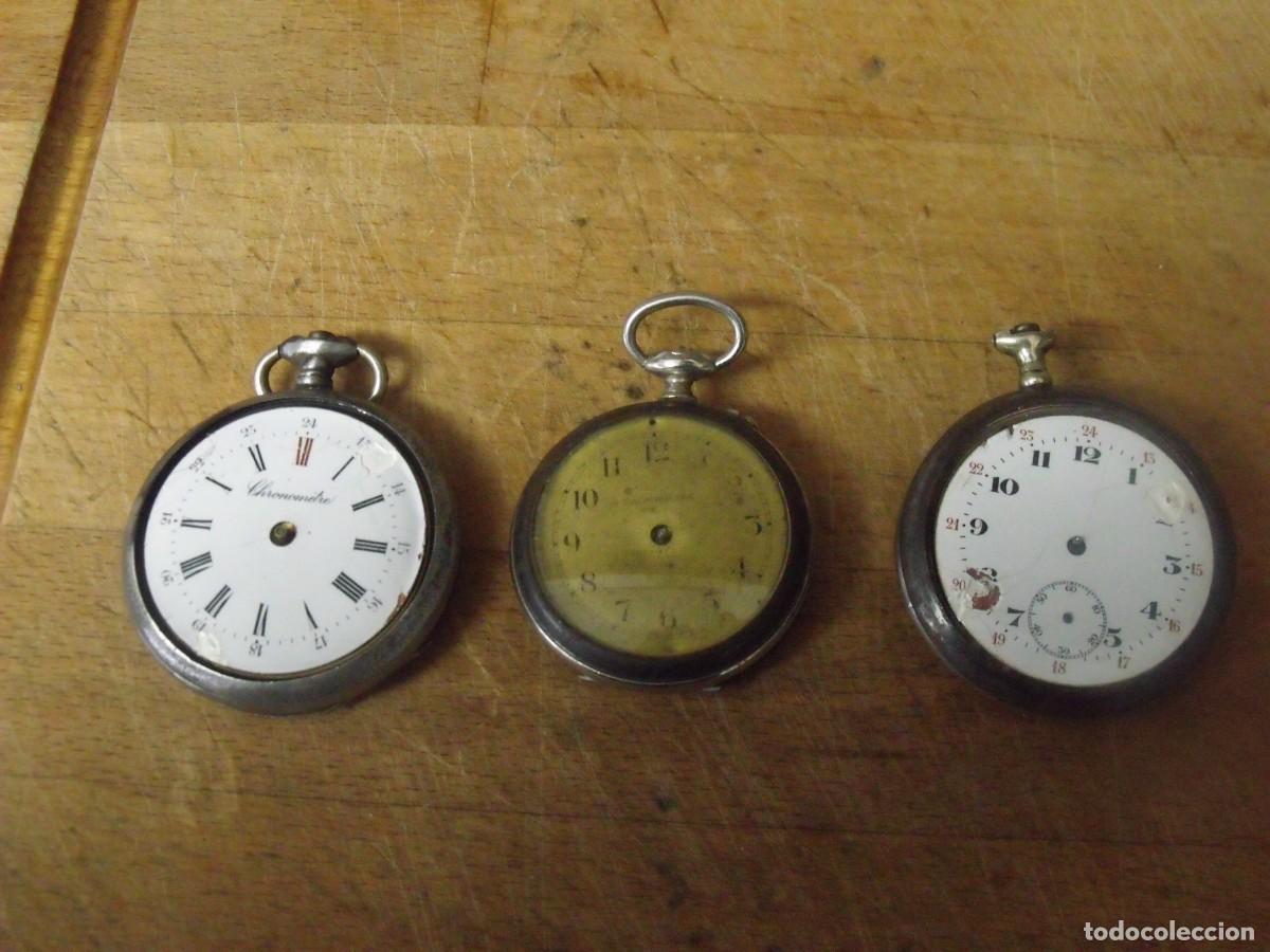 Relojes de bolsillo: 3 relojes antiguos de bolsillo-lote 667