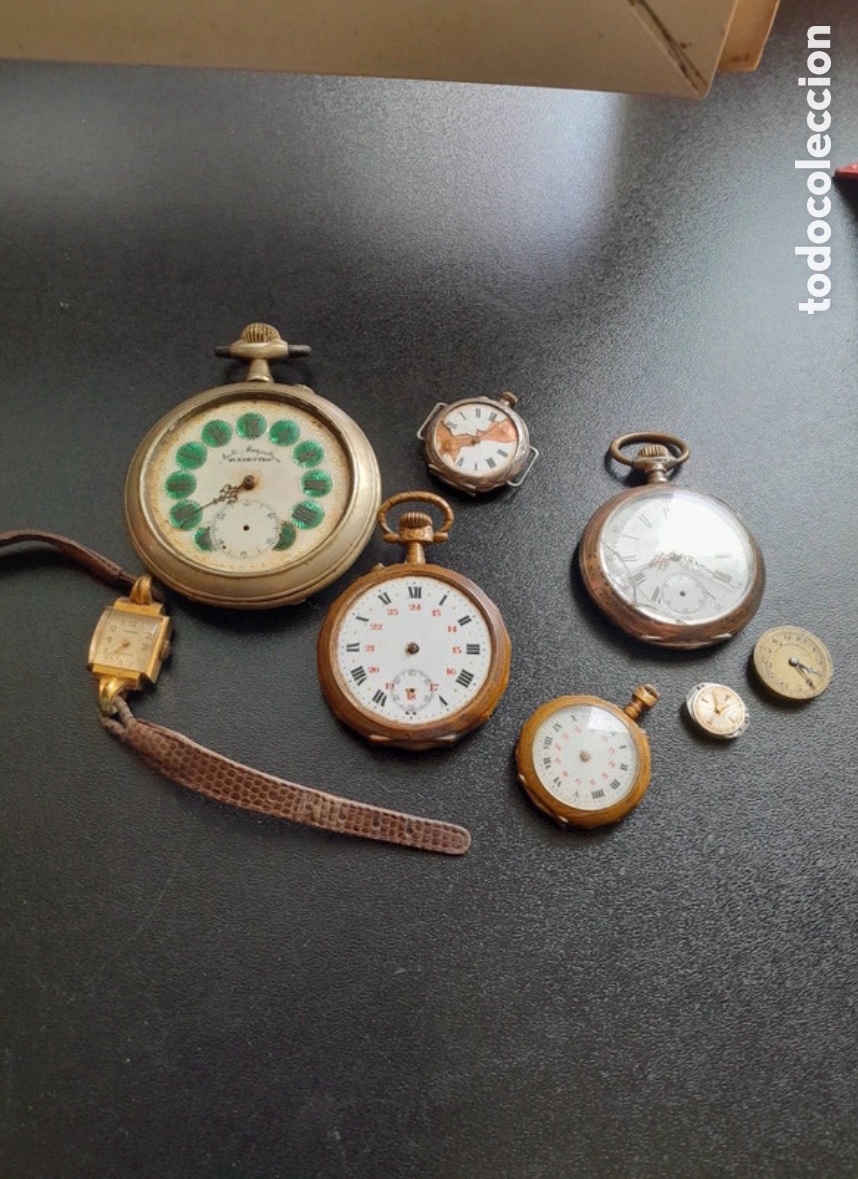 Relojes de bolsillo: Lote de relojes bolsillo, trinchera, etc. Para reparar o piezas