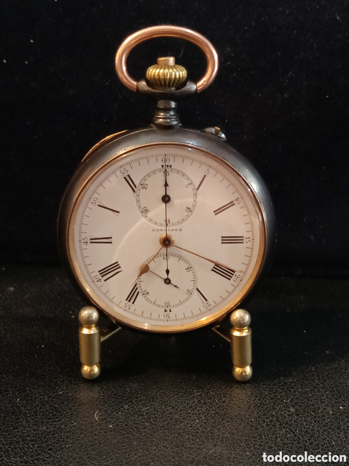 Relojes de bolsillo: Reloj de bolsillo de carga manual, cron&oacute;metro de la marca LONGINES.