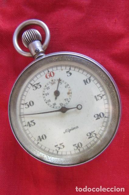 Relojes de bolsillo: Antiguo y raro cronometro mec&aacute;nico suizo marca Alpina a&ntilde;o 1940 II segunda guerra mundial y funciona