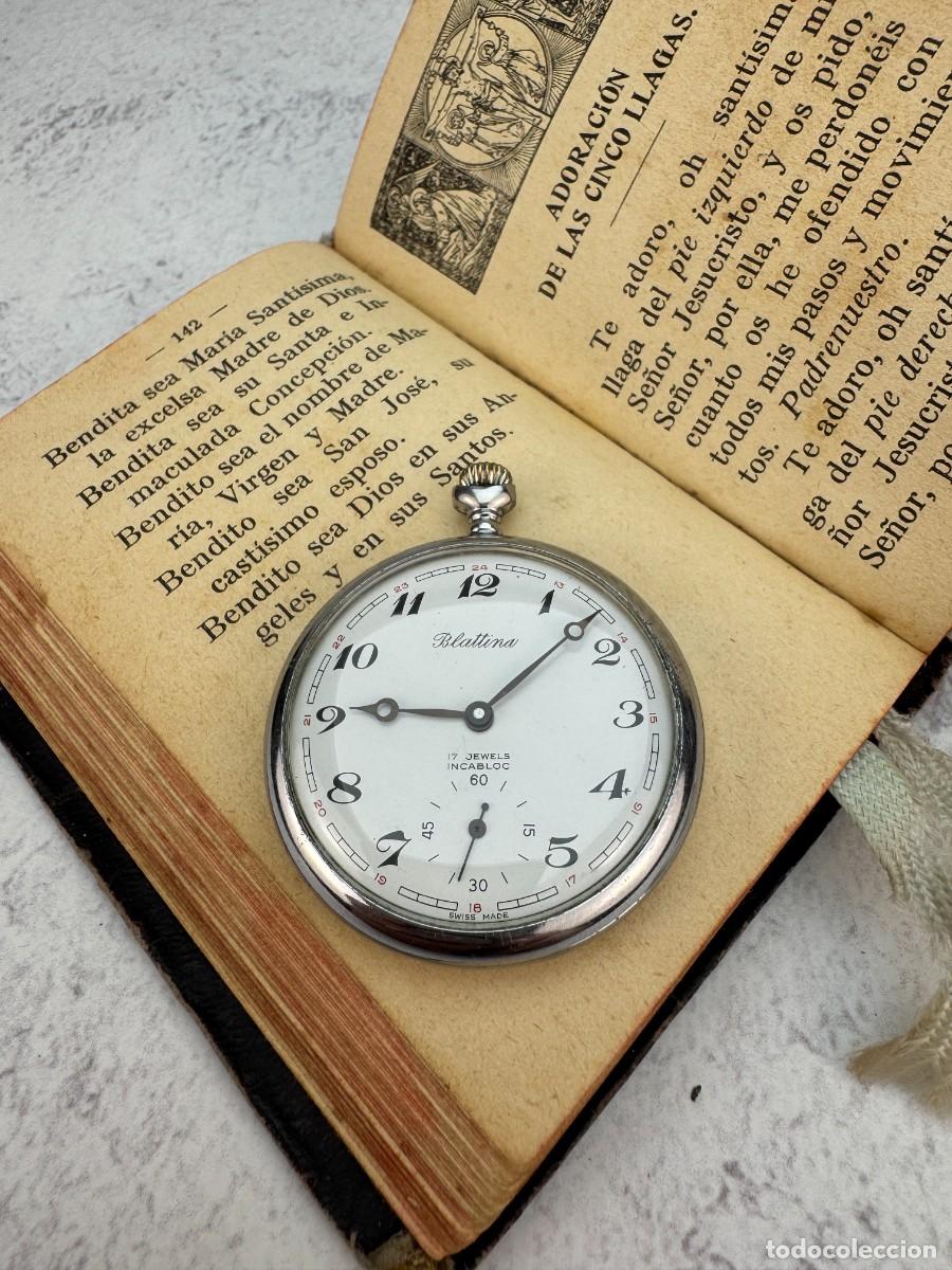 Relojes de bolsillo: Vintage Swiss Blattina Timepiece, 17 Jewels Incabloc, Mechanical Antique, Swiss Made 1940s