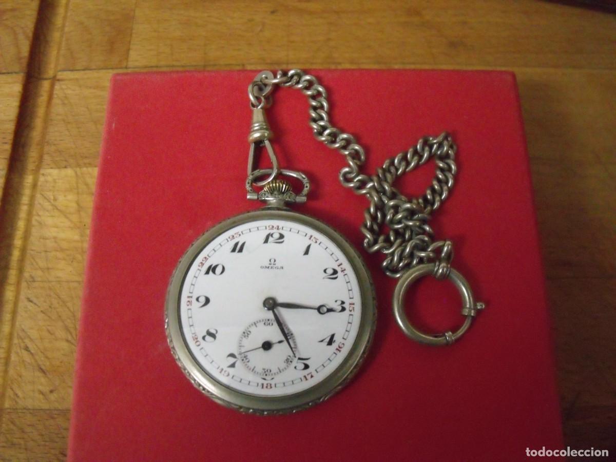 Relojes de bolsillo: ANTIGUO RELOJ BOLSILLO ART-DECO EN NICKEL-OMEGA SUIZA- A&Ntilde;O 1915-LEONTINA EPOCA-LOTE 259-97-FUNCIONA