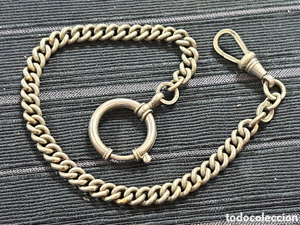 Relojes de bolsillo: Leontina de plata para relojes de bolsillo mide 26 cms