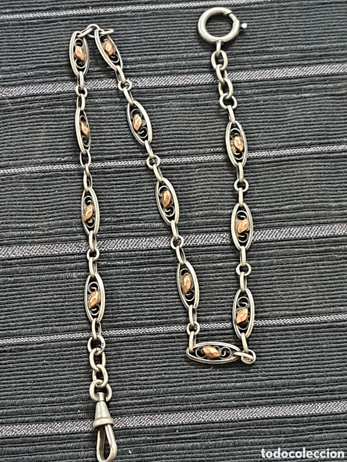 Relojes de bolsillo: Leontina de plata para relojes de bolsillo mide 36,5 cms