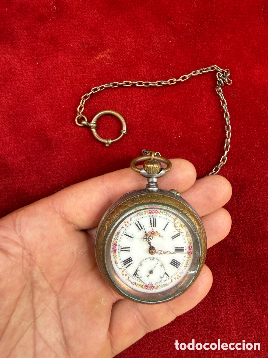 Rel&oacute;gios de bolso: Antiguo y gran reloj de bolsillo,bronce labrado!