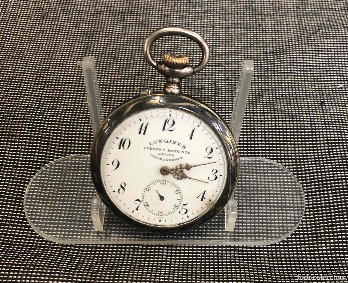 Relojes de bolsillo: RELOJ DE BOLSILLO LONGINES CUERVO Y SOBRINOS. PLATA 0.900. NO FUNCIONA