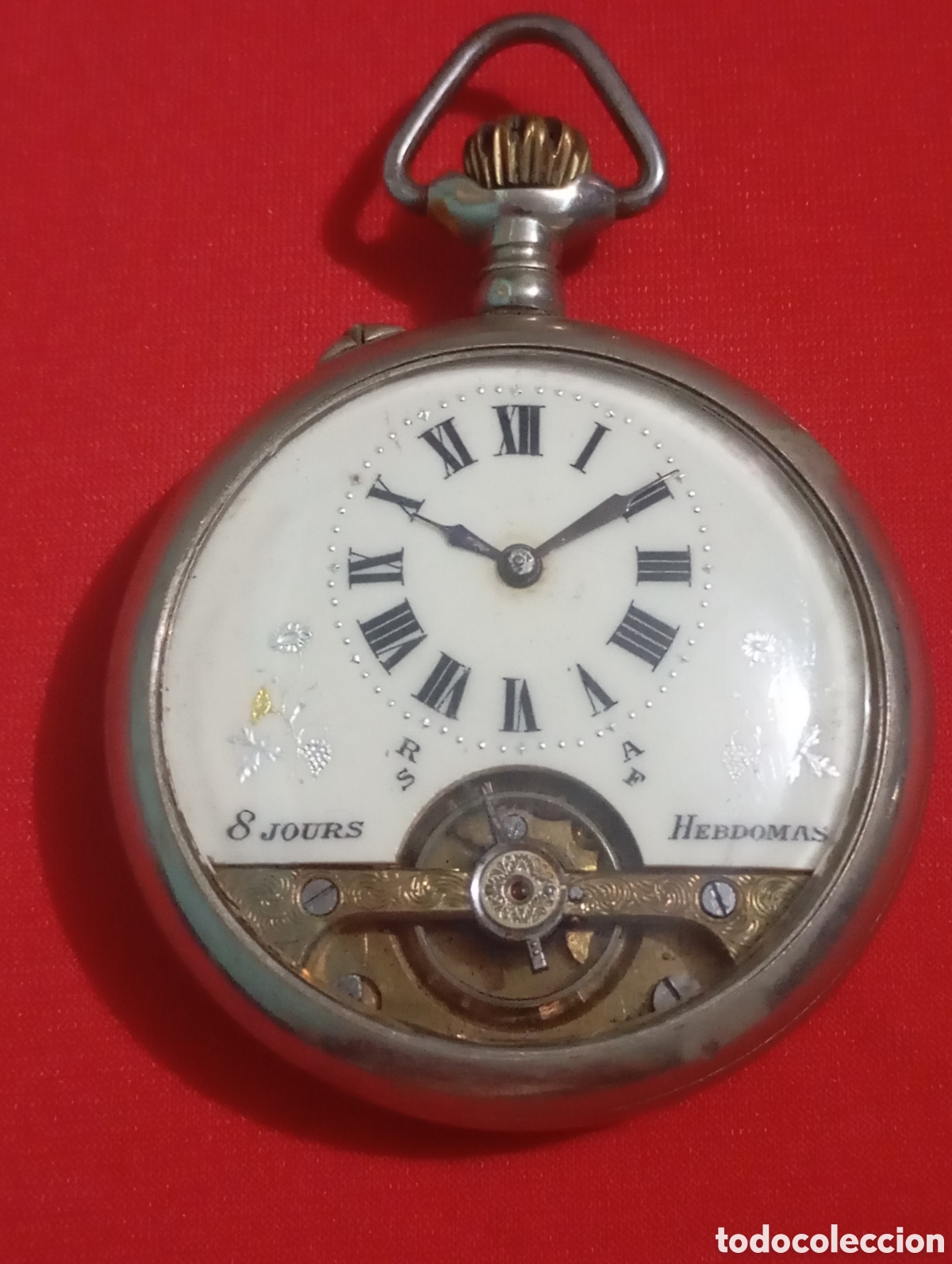 Relojes de bolsillo: Reloj Suizo Hebdomas CIRCA 1910 En funcionamiento Movimiento mec&aacute;nico Volante visto 49mm 8 Jours