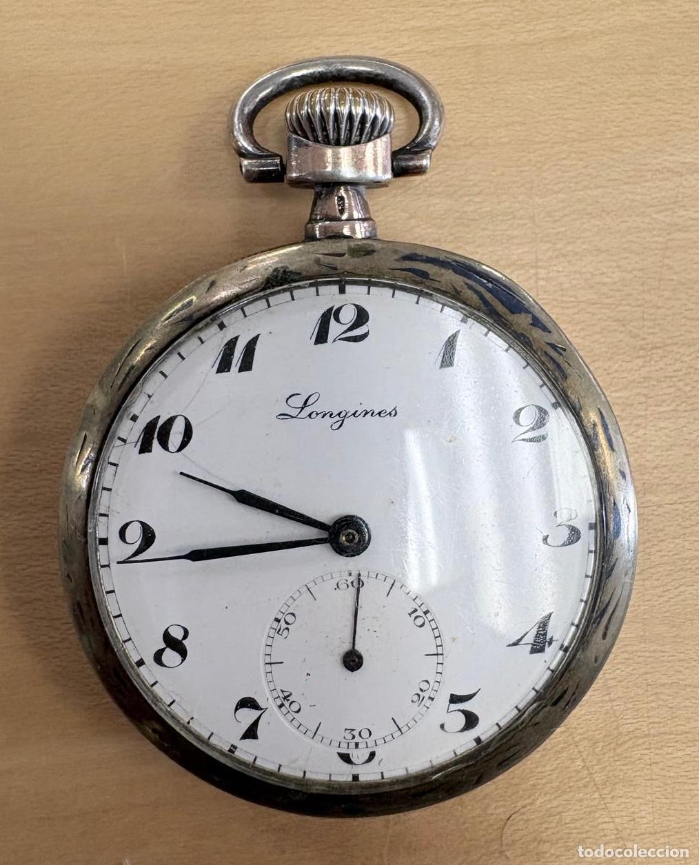 Relojes de bolsillo: RELOJ DE BOLSILLO LONGINES DE CUERDA MANUAL. SUIZA, MARCA 0,900 PLATA &mdash; FUNCIONA&mdash;