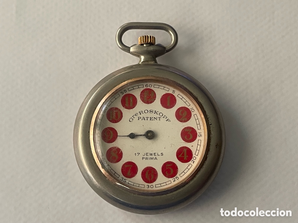 Relojes de bolsillo: Reloj de Bolsillo Roskopf Patent Esfera Roja Falta Aguja Reparar