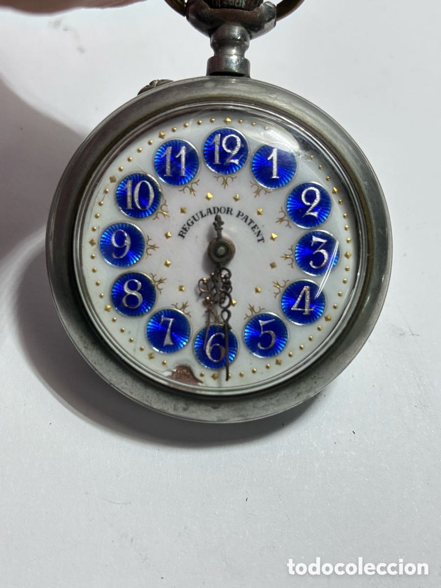 Pocket watches: Reloj de bolsillo Regulador patent esfera azul en funcionamiento