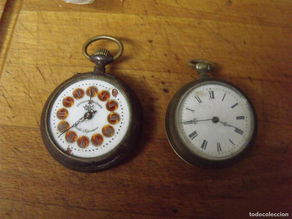 Relojes de bolsillo: 2 relojes antiguos de bolsillo- 1 roskoff a&ntilde;os 1910- 1 en plata a&ntilde;o 1870-lote 259-97