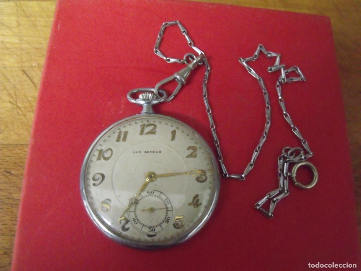 Relojes de bolsillo: ANTIGUO RELOJ BOLSILLO ART-DECO- LUZ SUIZA-a&ntilde;o 1920-Lote 259-97-LEONTINA EPOCA-FUNCIONA