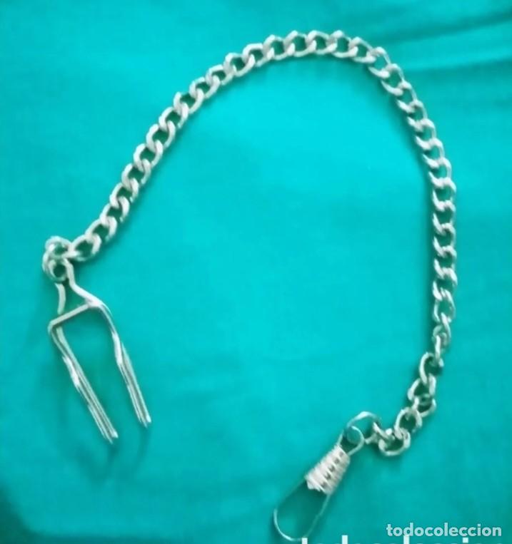 Pocket watches: Leontina, cadena de eslabones para reloj de bolsillo plateada. 37cm aprox largo Muy bonita
