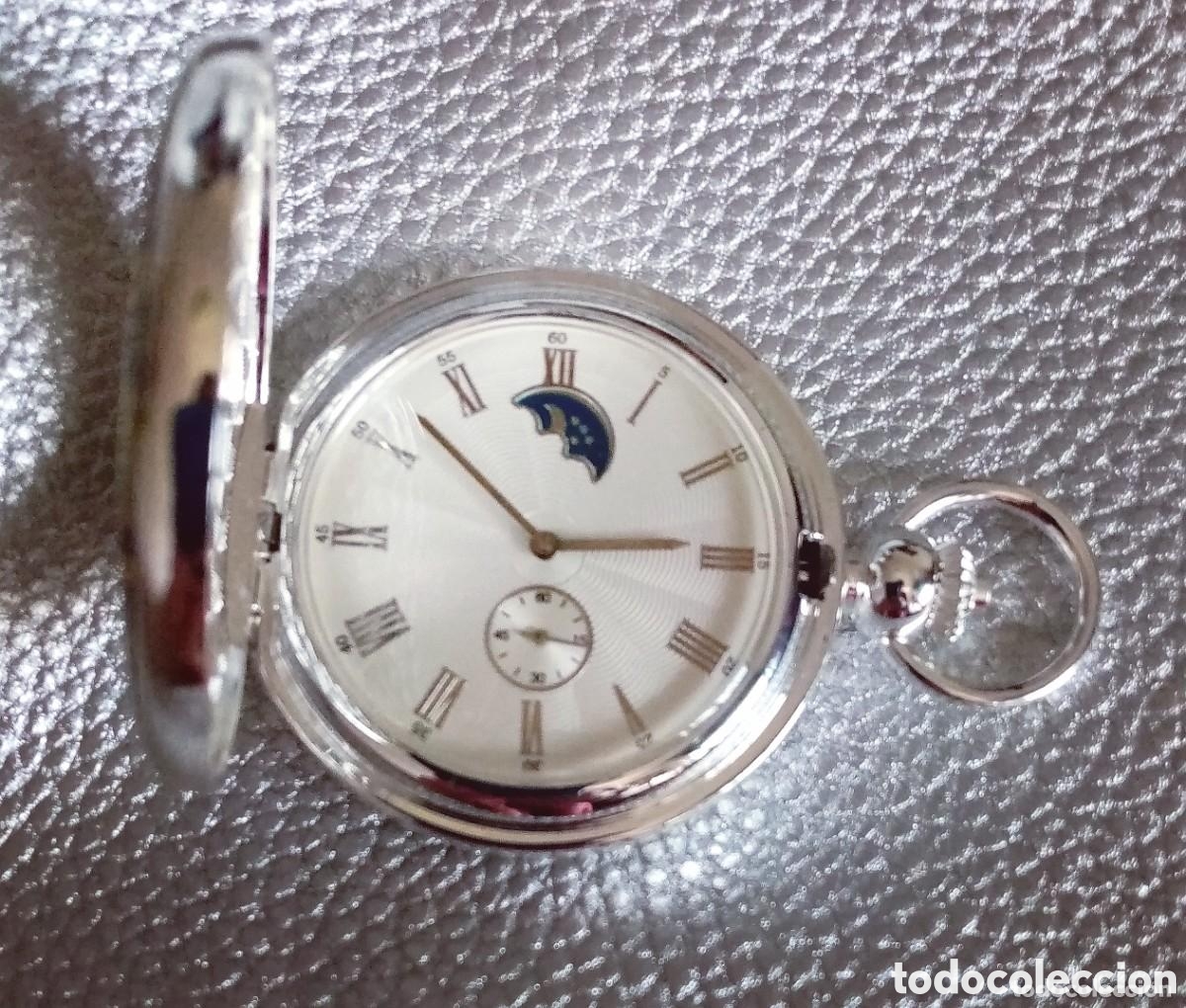 Rel&oacute;gios de bolso: Original reloj de bolsillo mec&aacute;nico, de cuerda Con luna, segundero independiente y tapa transparente