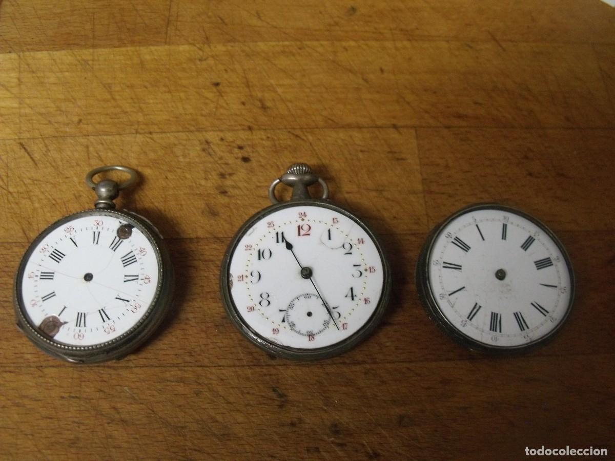 Relojes de bolsillo: 3 relojes antiguos bolsillo plata punzonada -a&ntilde;os 1890-lote 259-98