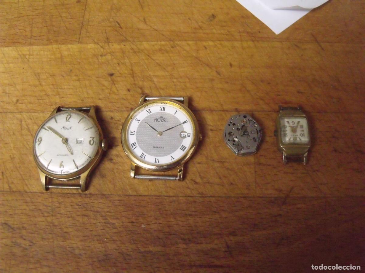 Relojes de bolsillo: 3 maquinarias de reloj antiguas -1 cuarzo-lote 259-98