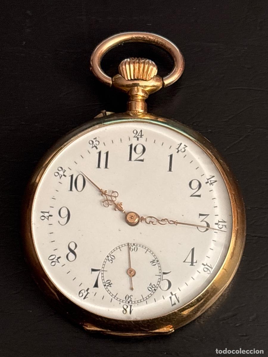 Relojes de bolsillo: Reloj bolsillo oro 18 k remontoir spiral breguet 15 rubis FUNCIONA