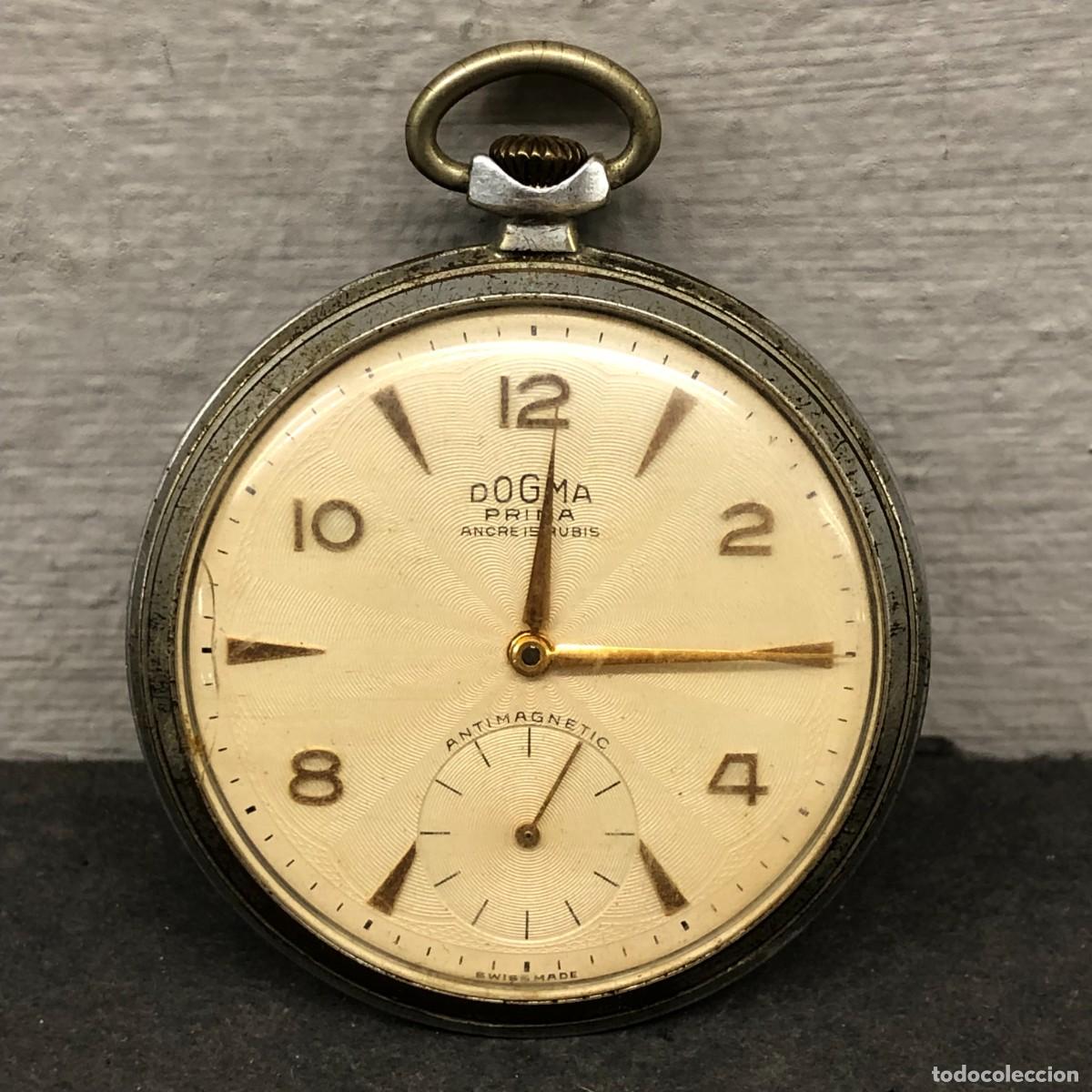 Montres de poche: ANTIGUO RELOJ DE BOLSILLO - DOGMA PRIMA - CARGA MANUAL - PRECISA REPASO - 4,5 CM &Oslash; / 1702