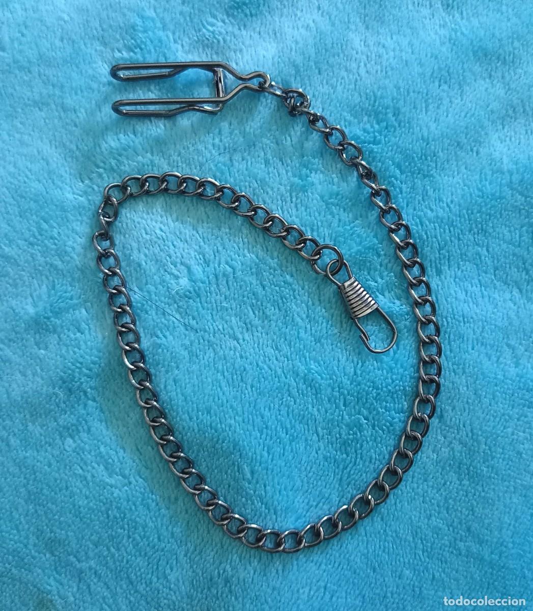 Relojes de bolsillo: Original leontina, cadena de reloj de bolsillo negro pistola met&aacute;lico de eslabones 37cm L
