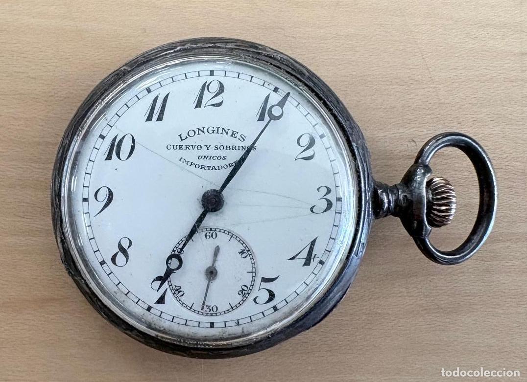 Relojes de bolsillo: RELOJ DE BOLSILLO LONGINES PARA CUERVO Y SOBRINOS EN PLATA Y NIELADO, C.A. 1900-1920 -FUNCIONA-