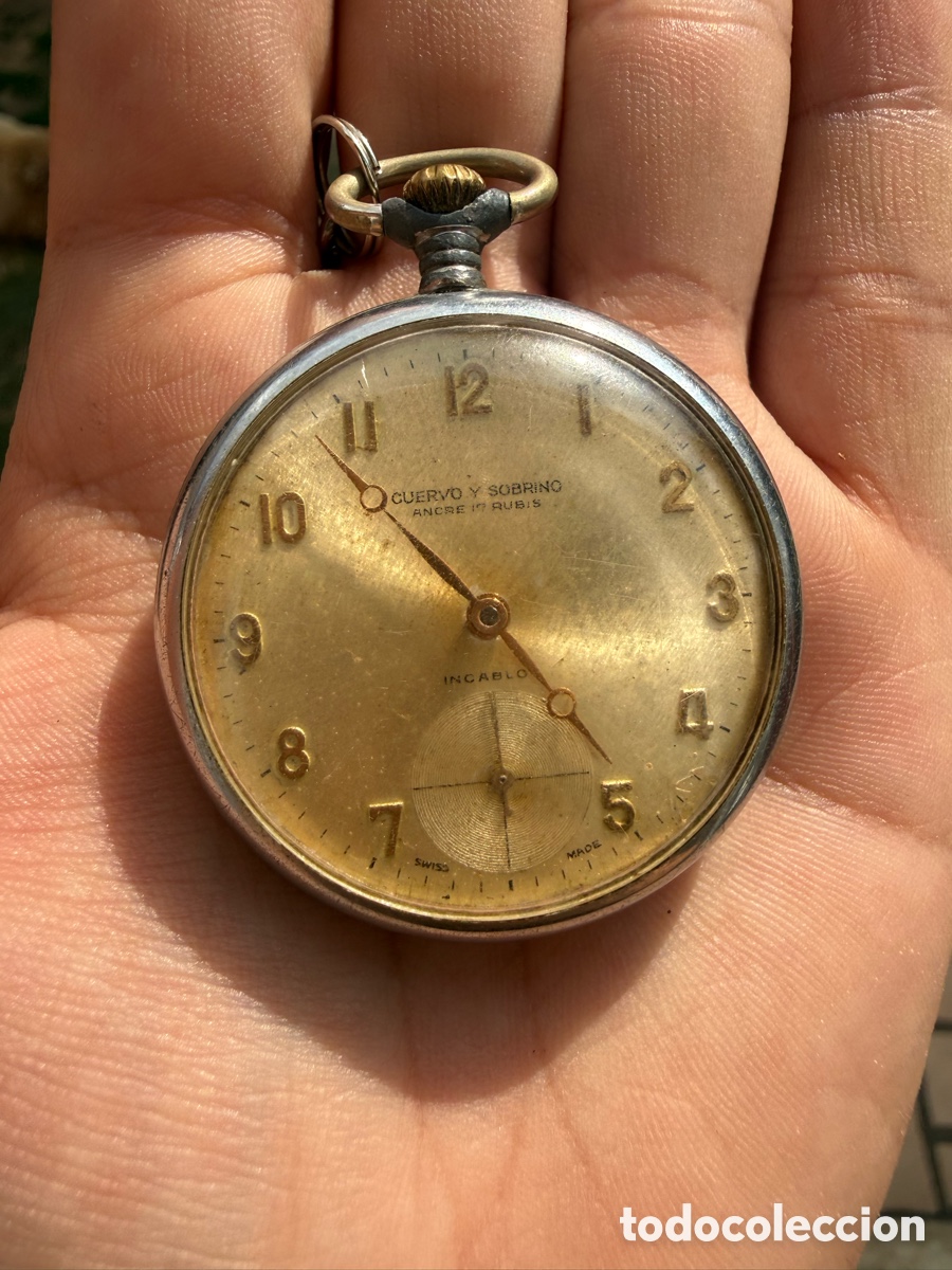 Relojes de bolsillo: Reloj de bolsillo Cuervo y Sobrinos Anchor 17 Rubis Incabloc Swiss Made